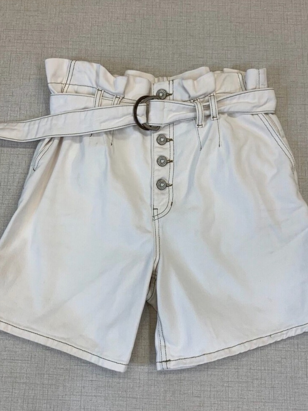 Free People Cindy Utility Shorts Womens 4 High Rise Adjustable Belt Button Fly - Picture 3 of 5